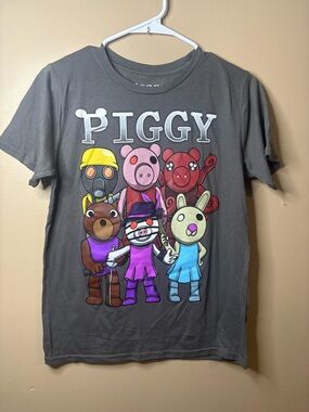 Piggy Character Graphic Tee - Gray